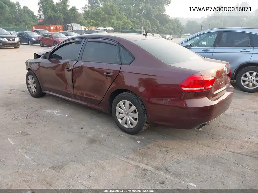 2013 Volkswagen Passat 2.5L S VIN: 1VWAP7A30DC056071 Lot: 45659024