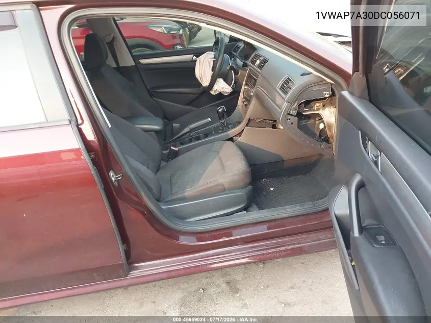 2013 Volkswagen Passat 2.5L S VIN: 1VWAP7A30DC056071 Lot: 45659024