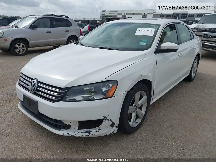 2013 Volkswagen Passat 2.5L Se VIN: 1VWBH7A38DC007301 Lot: 45661003