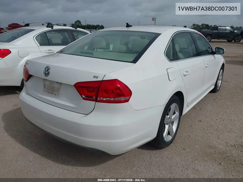 2013 Volkswagen Passat 2.5L Se VIN: 1VWBH7A38DC007301 Lot: 45661003