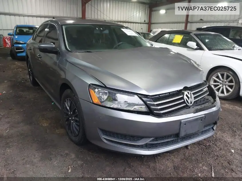 1VWAP7A37EC025725 2014 Volkswagen Passat 2.5L S