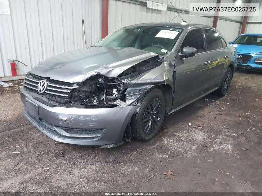 1VWAP7A37EC025725 2014 Volkswagen Passat 2.5L S