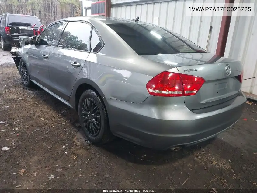 1VWAP7A37EC025725 2014 Volkswagen Passat 2.5L S