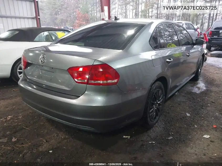 1VWAP7A37EC025725 2014 Volkswagen Passat 2.5L S
