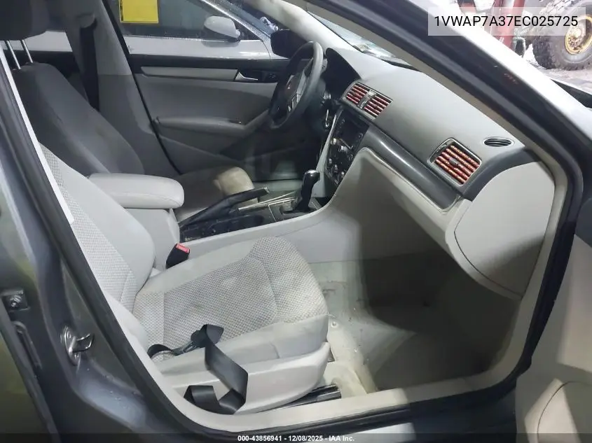 1VWAP7A37EC025725 2014 Volkswagen Passat 2.5L S