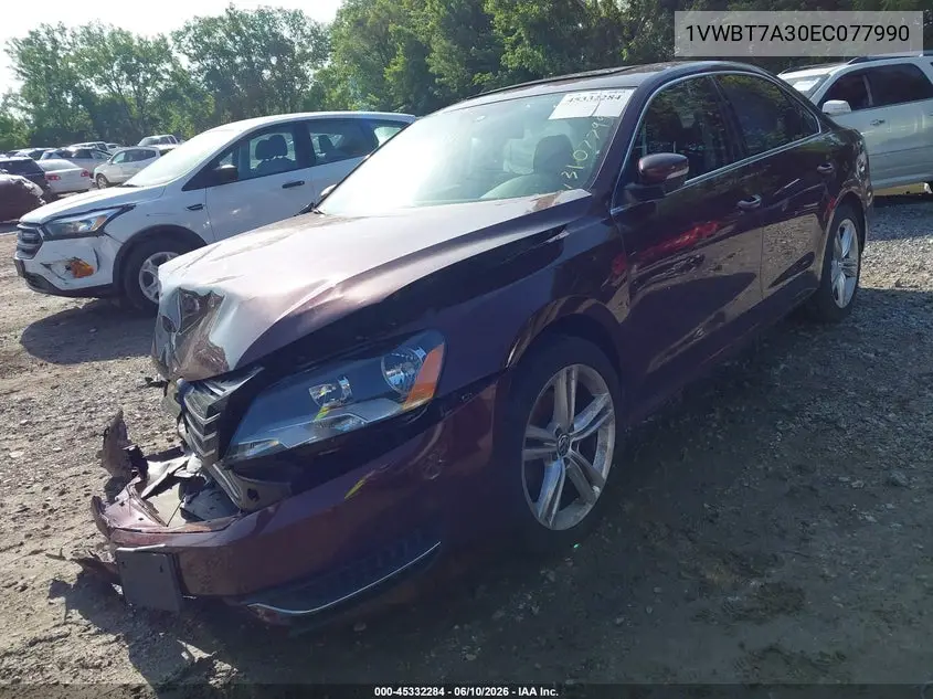 2014 Volkswagen Passat 1.8T Se VIN: 1VWBT7A30EC077990 Lot: 45332284