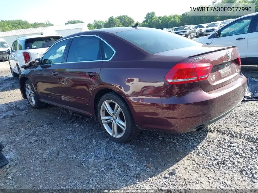 2014 Volkswagen Passat 1.8T Se VIN: 1VWBT7A30EC077990 Lot: 45332284