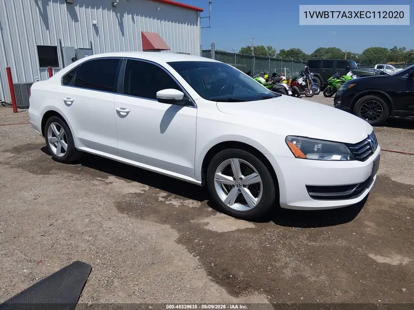 2014 Volkswagen Passat 1.8T Se VIN: 1VWBT7A3XEC112020 Lot: 45339635