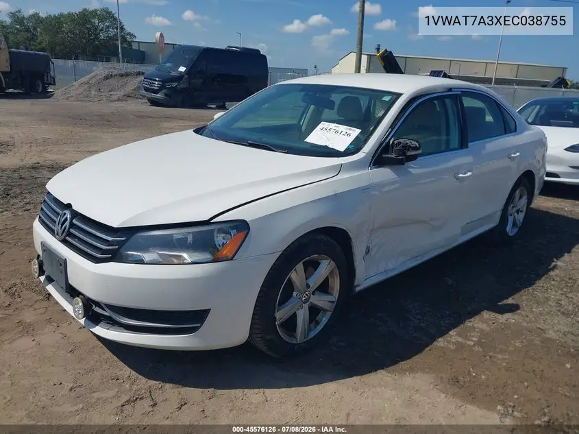2014 Volkswagen Passat 1.8T Wolfsburg Edition VIN: 1VWAT7A3XEC038755 Lot: 45576126