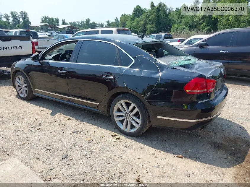 2014 Volkswagen Passat 1.8T Sel Premium VIN: 1VWCT7A35EC006370 Lot: 45615210