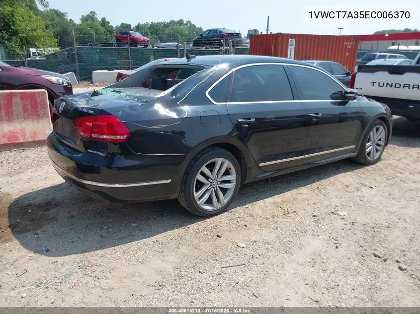 2014 Volkswagen Passat 1.8T Sel Premium VIN: 1VWCT7A35EC006370 Lot: 45615210