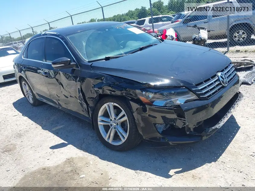2014 Volkswagen Passat 2.0L Tdi Se VIN: 1VWBN7A32EC118971 Lot: 45630570