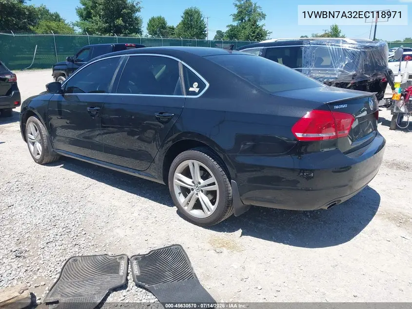 2014 Volkswagen Passat 2.0L Tdi Se VIN: 1VWBN7A32EC118971 Lot: 45630570