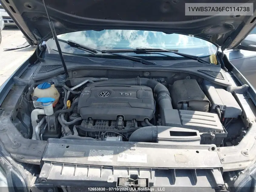 2015 Volkswagen Passat 1.8 Tsi Comfortline VIN: 1VWBS7A36FC114738 Lot: 12653830