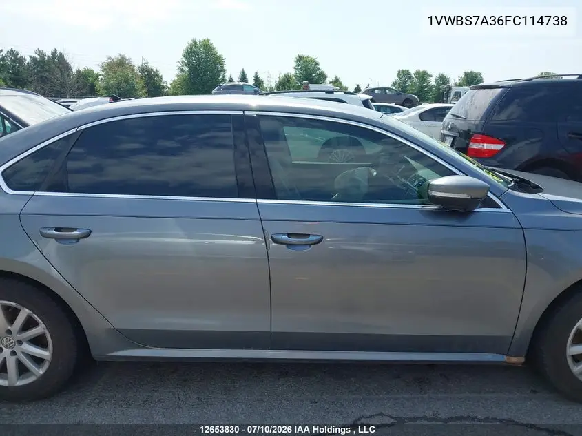 2015 Volkswagen Passat 1.8 Tsi Comfortline VIN: 1VWBS7A36FC114738 Lot: 12653830