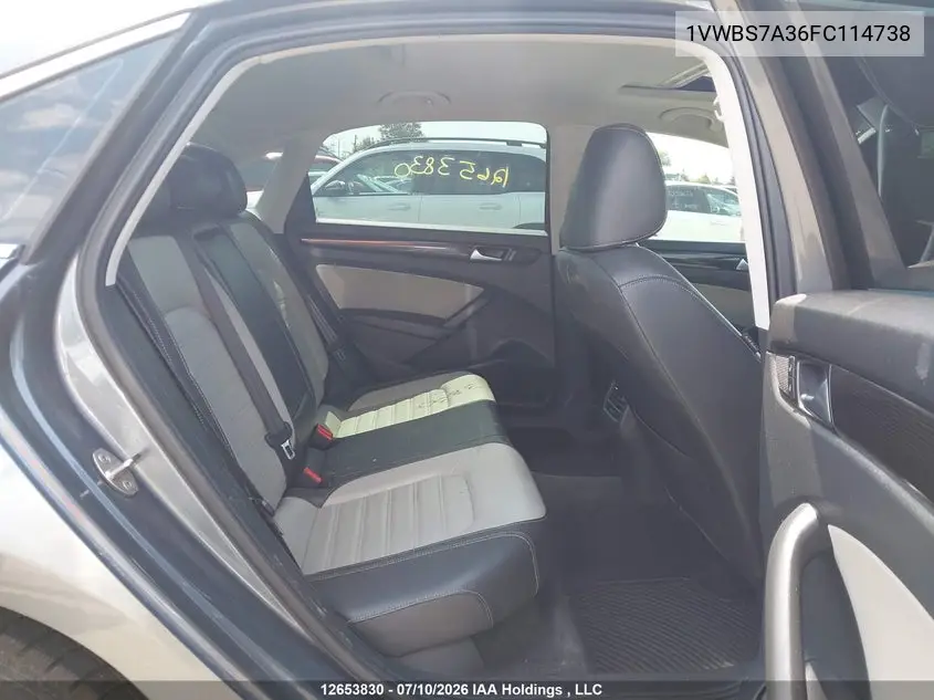 2015 Volkswagen Passat 1.8 Tsi Comfortline VIN: 1VWBS7A36FC114738 Lot: 12653830