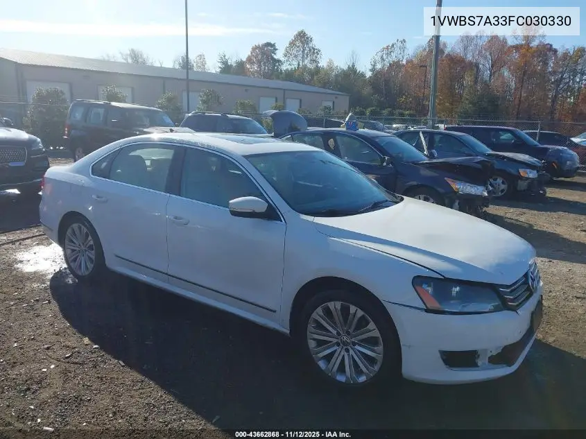 1VWBS7A33FC030330 2015 Volkswagen Passat 1.8T Se