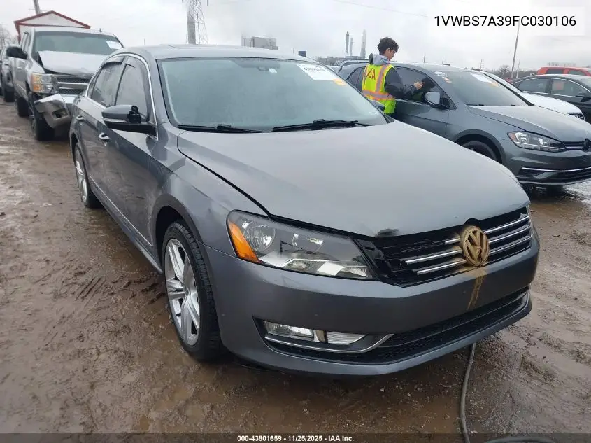1VWBS7A39FC030106 2015 Volkswagen Passat 1.8T Se