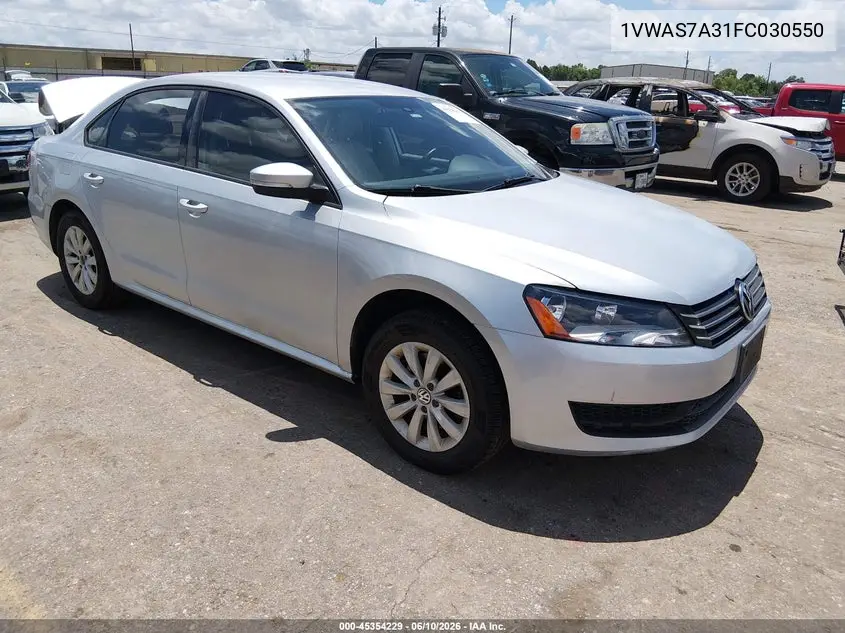 2015 Volkswagen Passat 1.8T Wolfsburg Edition VIN: 1VWAS7A31FC030550 Lot: 45354229