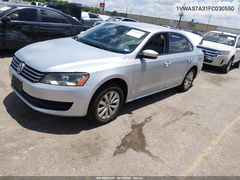 2015 Volkswagen Passat 1.8T Wolfsburg Edition VIN: 1VWAS7A31FC030550 Lot: 45354229