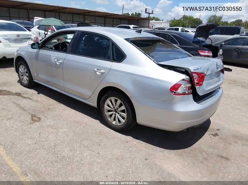 2015 Volkswagen Passat 1.8T Wolfsburg Edition VIN: 1VWAS7A31FC030550 Lot: 45354229