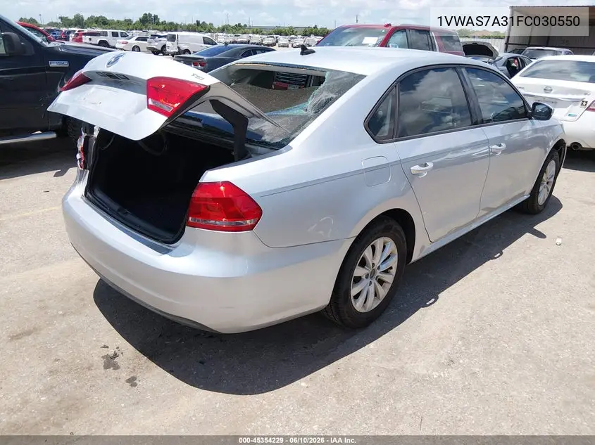 2015 Volkswagen Passat 1.8T Wolfsburg Edition VIN: 1VWAS7A31FC030550 Lot: 45354229