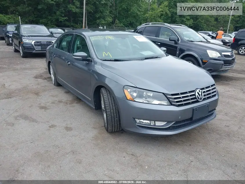 2015 Volkswagen Passat 2.0L Tdi Sel Premium VIN: 1VWCV7A33FC006444 Lot: 45544562