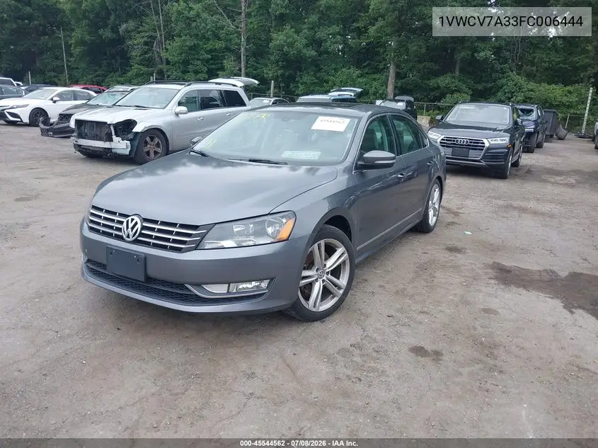 2015 Volkswagen Passat 2.0L Tdi Sel Premium VIN: 1VWCV7A33FC006444 Lot: 45544562