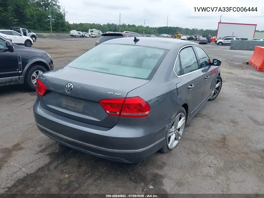 2015 Volkswagen Passat 2.0L Tdi Sel Premium VIN: 1VWCV7A33FC006444 Lot: 45544562