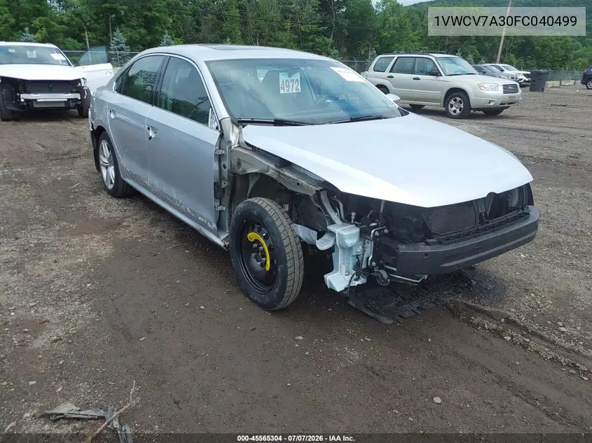 2015 Volkswagen Passat 2.0L Tdi Sel Premium VIN: 1VWCV7A30FC040499 Lot: 45565304