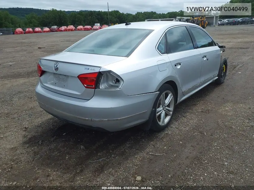 2015 Volkswagen Passat 2.0L Tdi Sel Premium VIN: 1VWCV7A30FC040499 Lot: 45565304