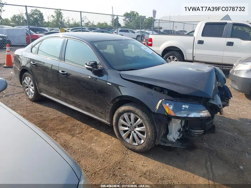 2015 Volkswagen Passat 1.8T Wolfsburg Edition VIN: 1VWAT7A39FC078732 Lot: 45624826