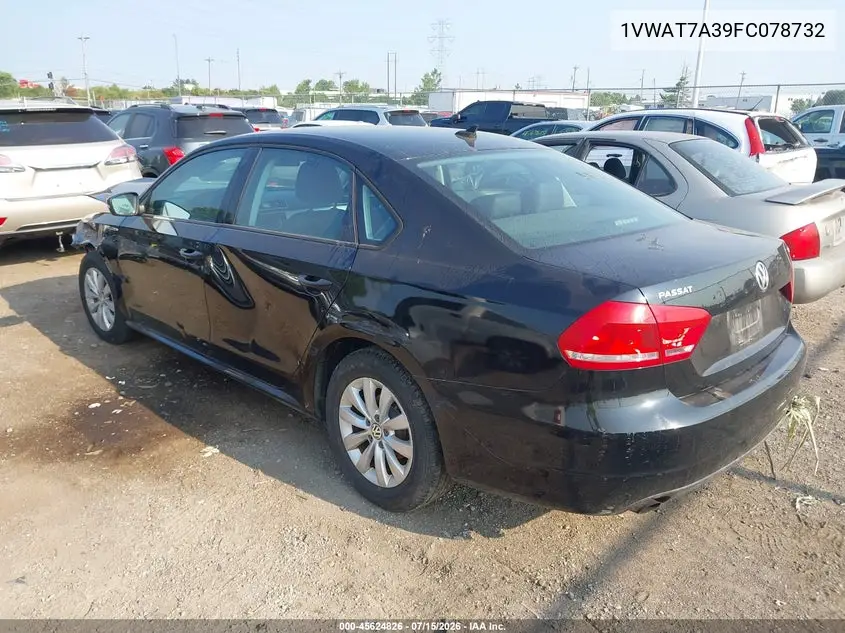 2015 Volkswagen Passat 1.8T Wolfsburg Edition VIN: 1VWAT7A39FC078732 Lot: 45624826