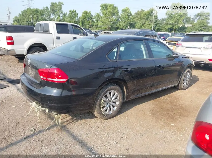 2015 Volkswagen Passat 1.8T Wolfsburg Edition VIN: 1VWAT7A39FC078732 Lot: 45624826