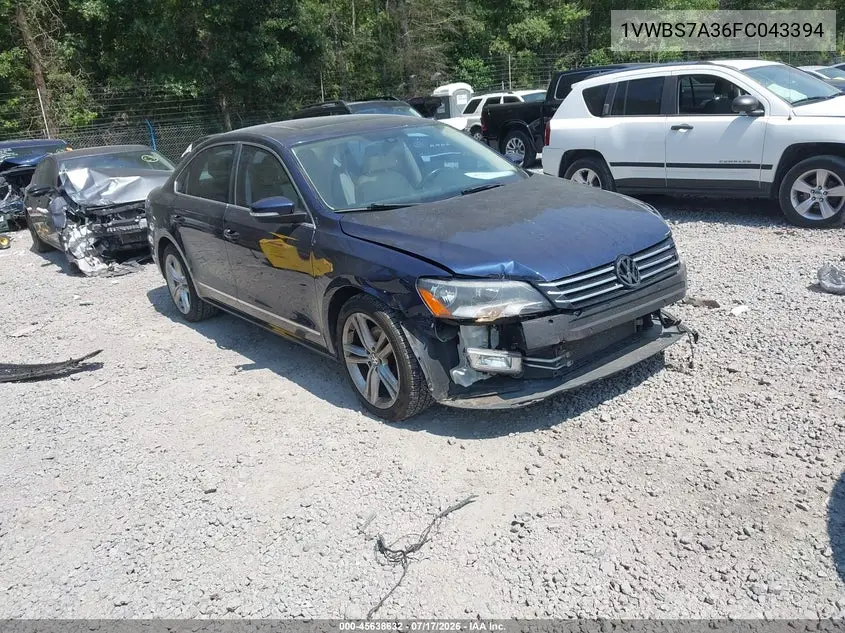2015 Volkswagen Passat 1.8T Se VIN: 1VWBS7A36FC043394 Lot: 45638632