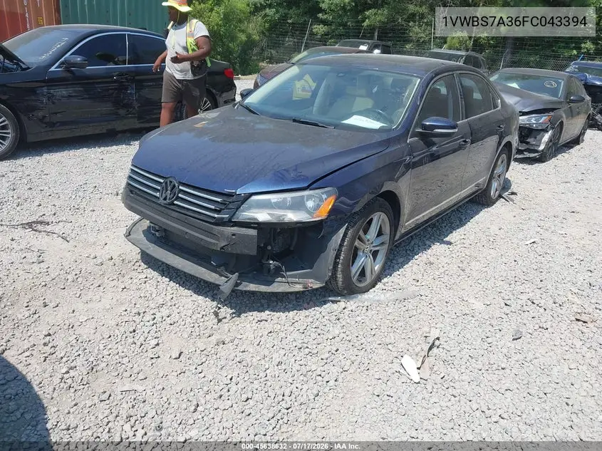 2015 Volkswagen Passat 1.8T Se VIN: 1VWBS7A36FC043394 Lot: 45638632
