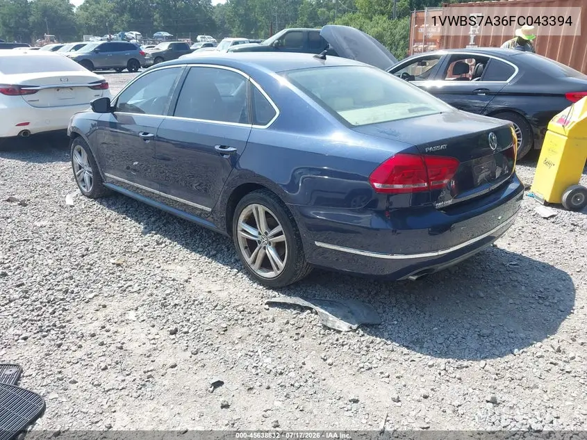 2015 Volkswagen Passat 1.8T Se VIN: 1VWBS7A36FC043394 Lot: 45638632