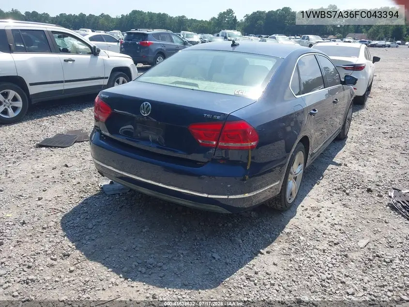 2015 Volkswagen Passat 1.8T Se VIN: 1VWBS7A36FC043394 Lot: 45638632