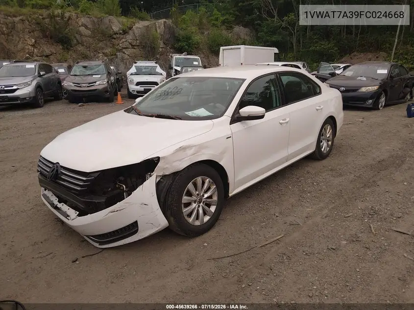 2015 Volkswagen Passat 1.8T Wolfsburg Edition VIN: 1VWAT7A39FC024668 Lot: 45639266
