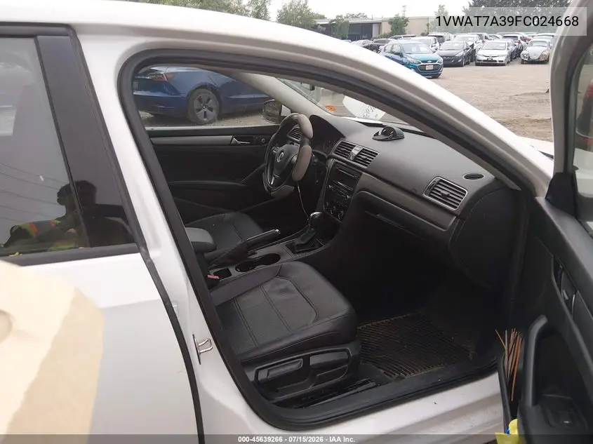 2015 Volkswagen Passat 1.8T Wolfsburg Edition VIN: 1VWAT7A39FC024668 Lot: 45639266