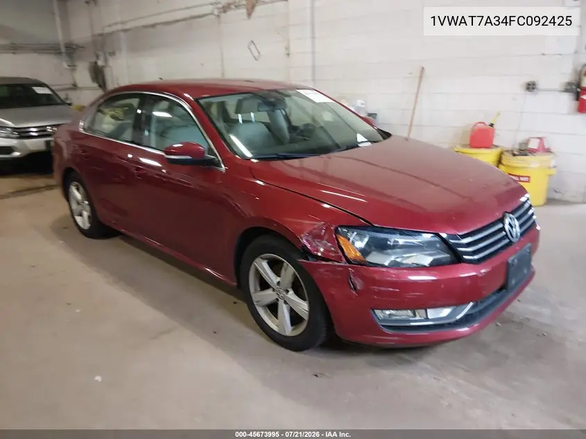2015 Volkswagen Passat 1.8T Limited Edition VIN: 1VWAT7A34FC092425 Lot: 45673995