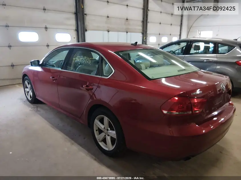 2015 Volkswagen Passat 1.8T Limited Edition VIN: 1VWAT7A34FC092425 Lot: 45673995