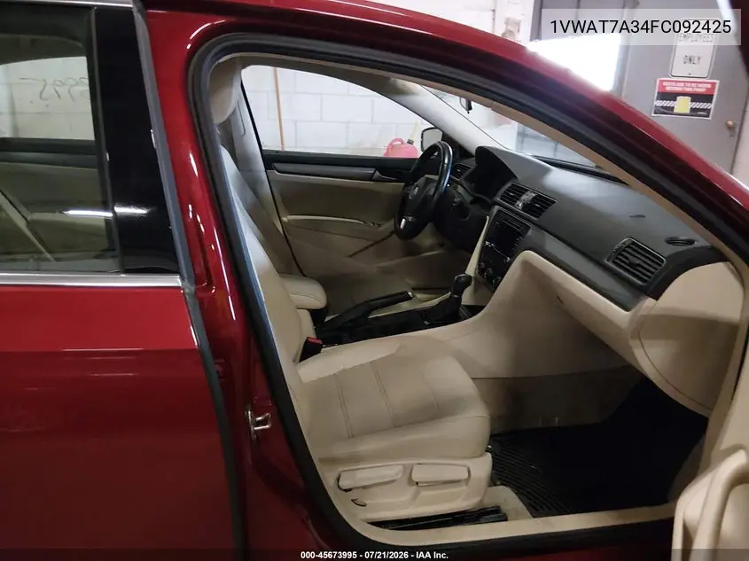 2015 Volkswagen Passat 1.8T Limited Edition VIN: 1VWAT7A34FC092425 Lot: 45673995