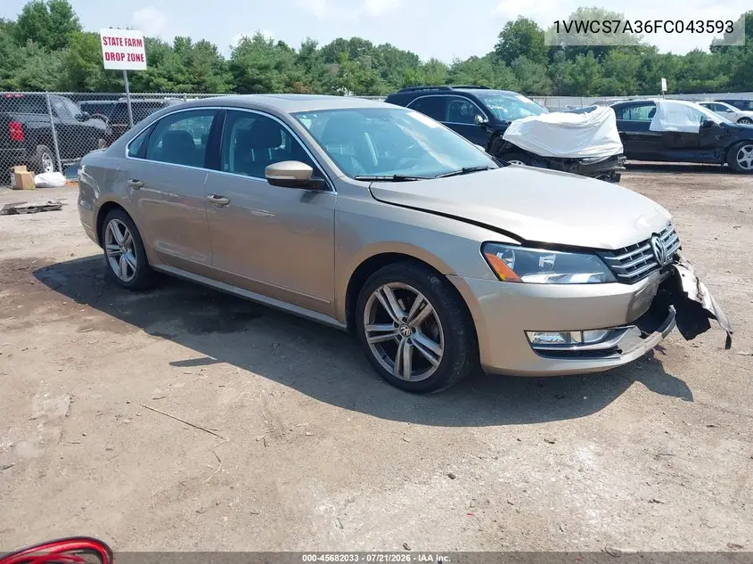 2015 Volkswagen Passat 1.8T Sel Premium VIN: 1VWCS7A36FC043593 Lot: 45682033