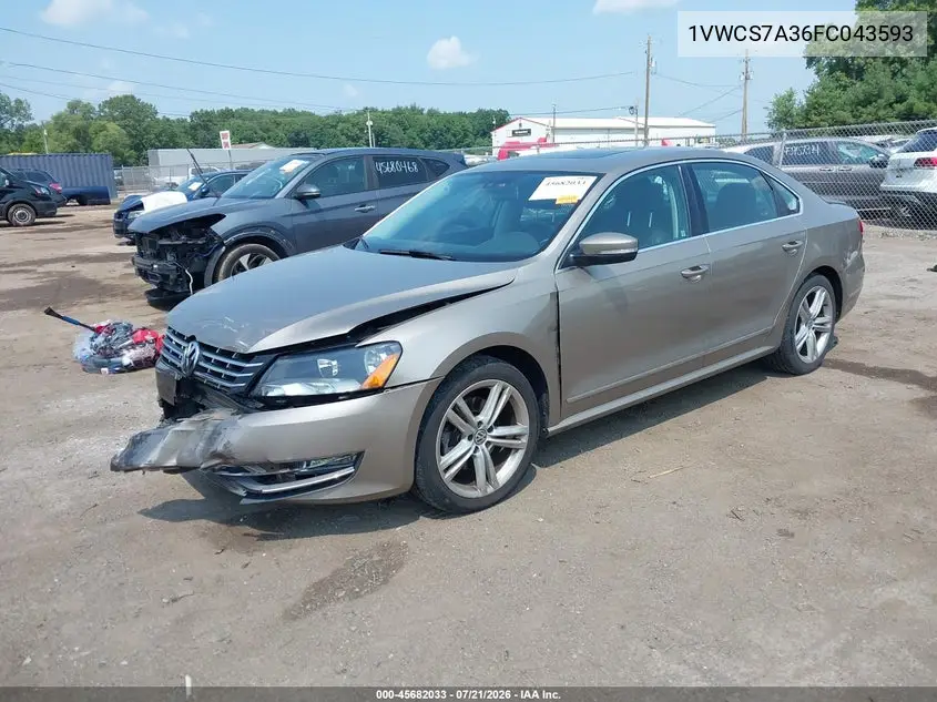2015 Volkswagen Passat 1.8T Sel Premium VIN: 1VWCS7A36FC043593 Lot: 45682033