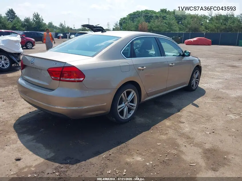 2015 Volkswagen Passat 1.8T Sel Premium VIN: 1VWCS7A36FC043593 Lot: 45682033
