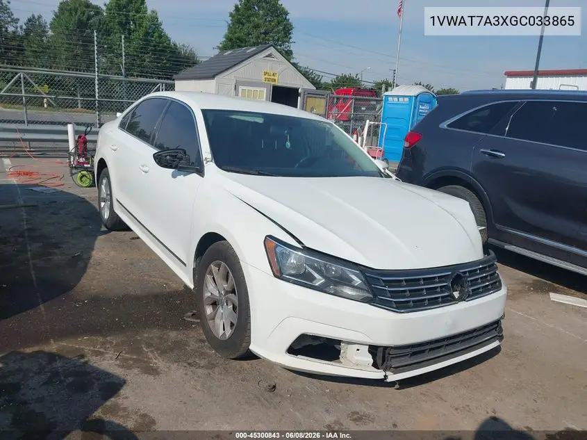 2016 Volkswagen Passat 1.8T S VIN: 1VWAT7A3XGC033865 Lot: 45300843