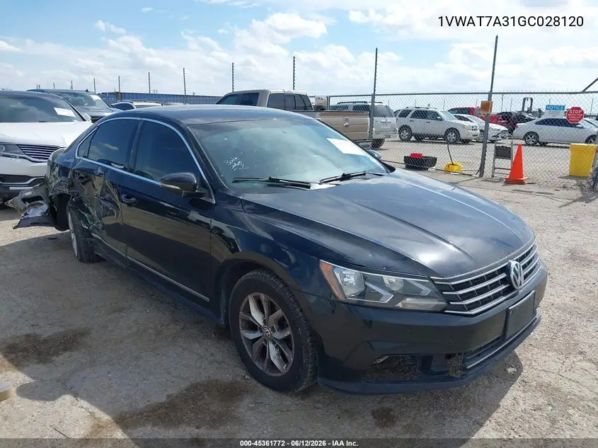2016 Volkswagen Passat 1.8T S VIN: 1VWAT7A31GC028120 Lot: 45361772