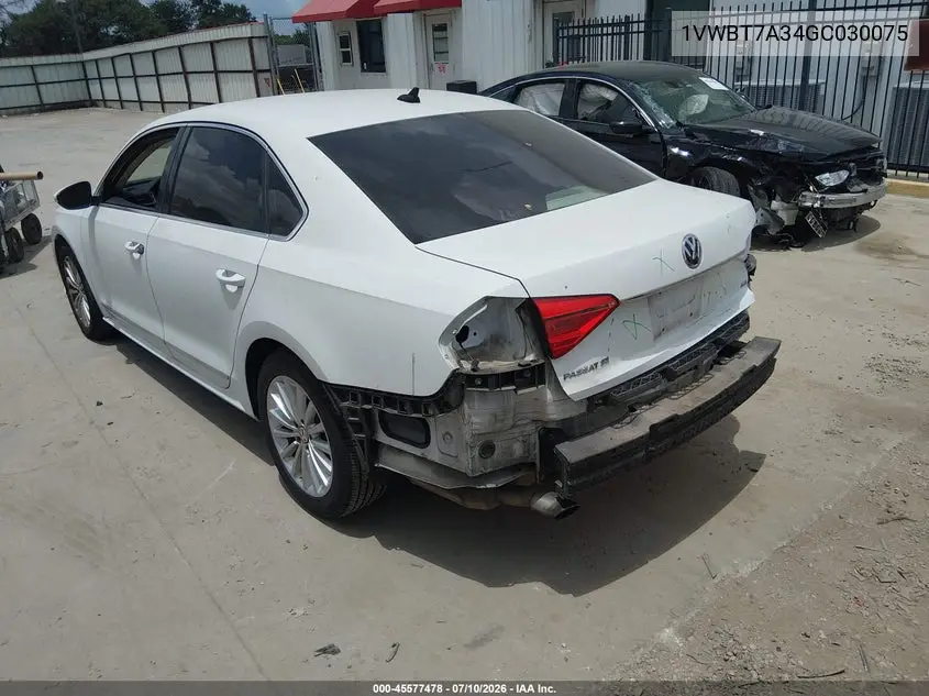 2016 Volkswagen Passat 1.8T Se VIN: 1VWBT7A34GC030075 Lot: 45577478