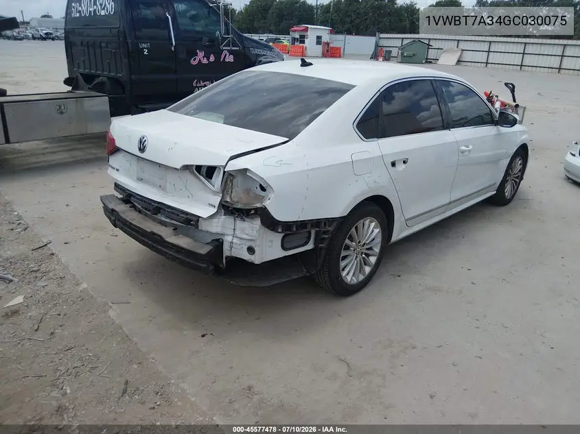 2016 Volkswagen Passat 1.8T Se VIN: 1VWBT7A34GC030075 Lot: 45577478
